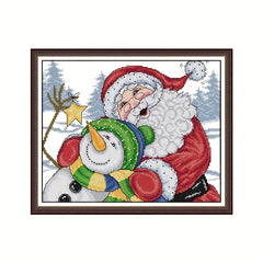 Christmas Snowman Santa Claus Cross Stitch DIY Kit