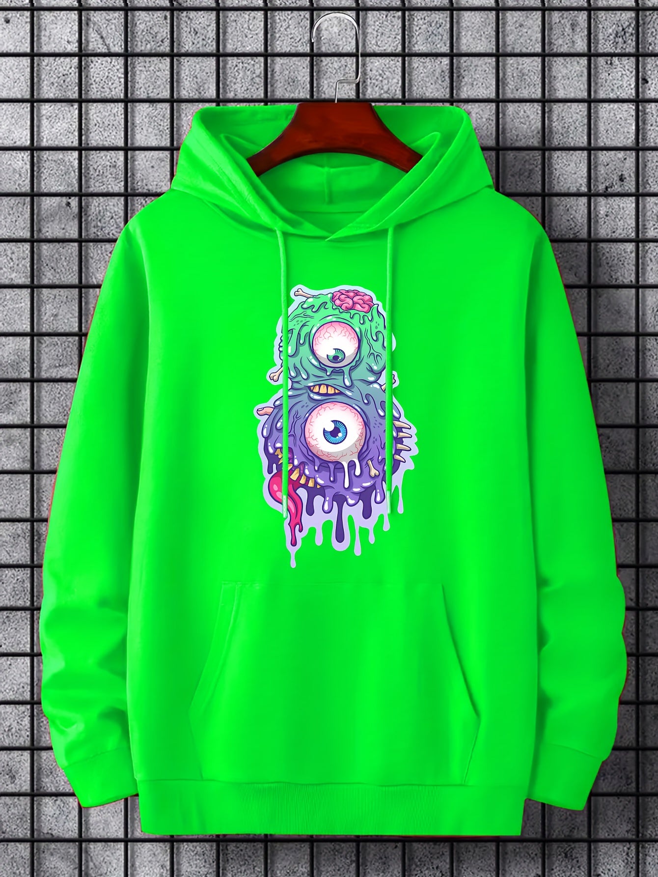 Men's Monster Graphic Hoodie Casual Stretch Breathable Hooded Sweatshirt