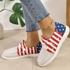Women's Boat Shoes Star & Stripe Pattern Slip On/Lace Up