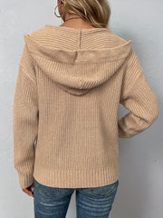 Casual Cardigan Solid Zipper Front Long Sleeve Sweater