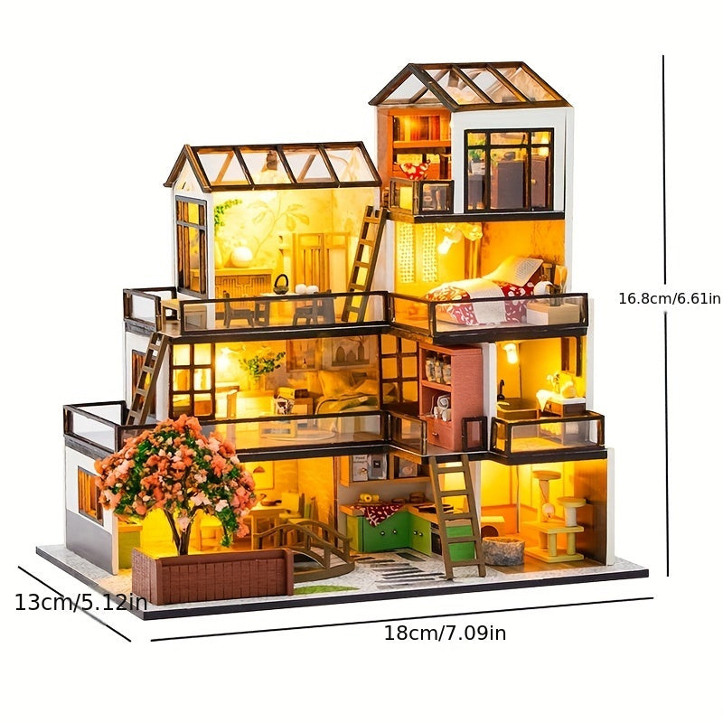 3D Puzzle House Kit Multicolor Fiberboard Model Set Home Decor Artistic Mini