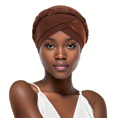 Braided Laser Turban Cap Solid Cross Head Wrap Hijab Chemo Hats