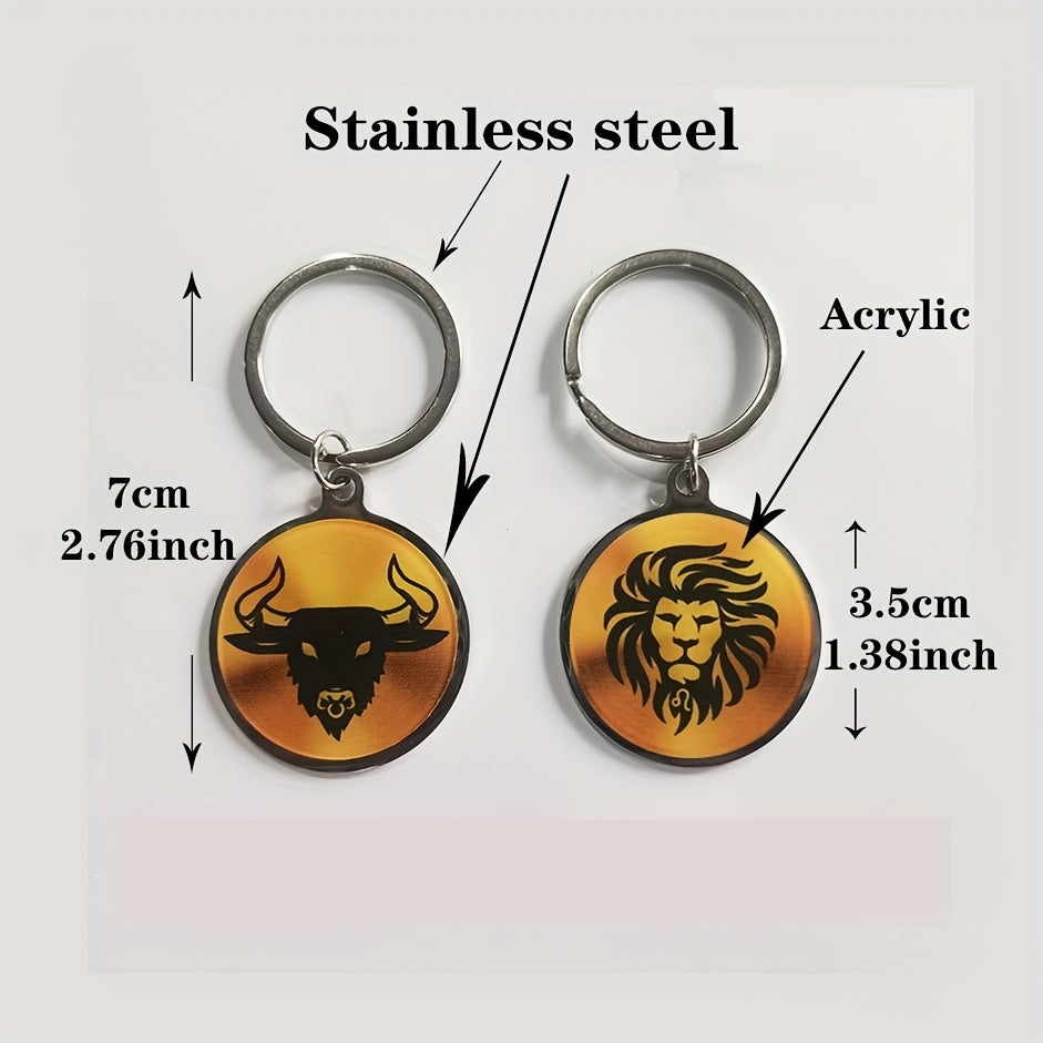 Zodiac Print Stainless Steel Keychain