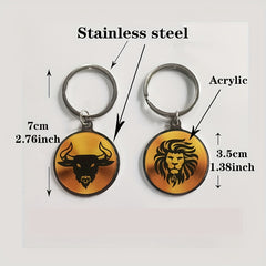 Zodiac Print Stainless Steel Keychain