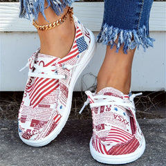 Women's Flag & Letter Canvas Shoes Slip On Casual Sneakers