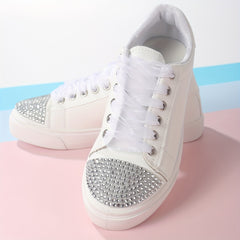 Rhinestone Glitter Skate Shoes Flat Lace Up Sneakers