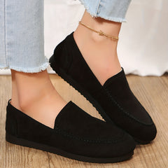 Women's Round Toe Flat Loafers Soft Sole Slip On Walking Shoes