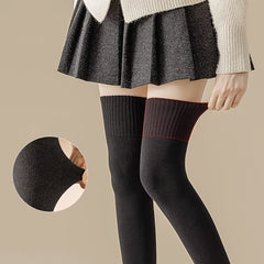 2 Pairs Solid Thigh High Socks Women's Stockings