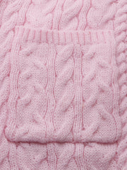 Cable Knit Long Sleeve Open Front Cardigan With Pockets