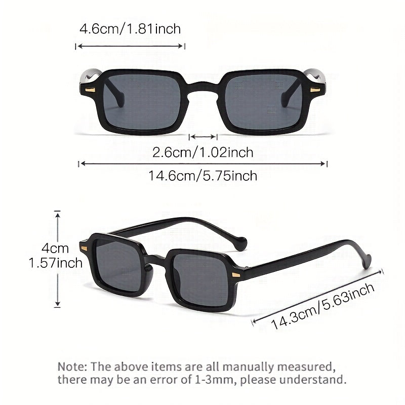 Square Sunglasses Retro Rivet Decor Anti Glare Glasses UV400