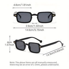 Square Sunglasses Retro Rivet Decor Anti Glare Glasses UV400