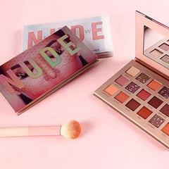 18 Colors Desert Eyeshadow Palette Satin Metallic Texture Brown Red