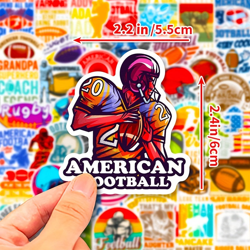 50pcs Rugby Text Stickers Sports Waterproof Luggage Computer Notebook