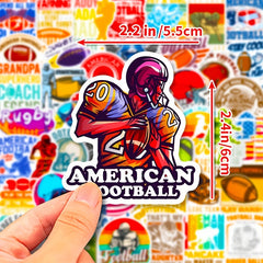 50pcs Rugby Text Stickers Sports Waterproof Luggage Computer Notebook