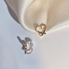 Golden Versatile Love Ear Clip Earrings For Women Girls