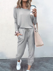 Basic Outfits Set Women's Plus Solid Tee & Joggers Sporty 2-Piece Set