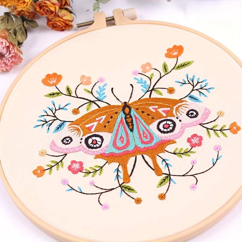 Embroidery Starter Kit for Adults - DIY Animal Butterfly Fox Deer Cross Stitch