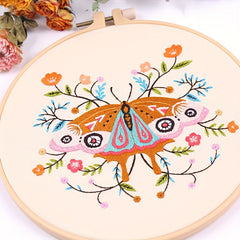 Embroidery Starter Kit for Adults - DIY Animal Butterfly Fox Deer Cross Stitch