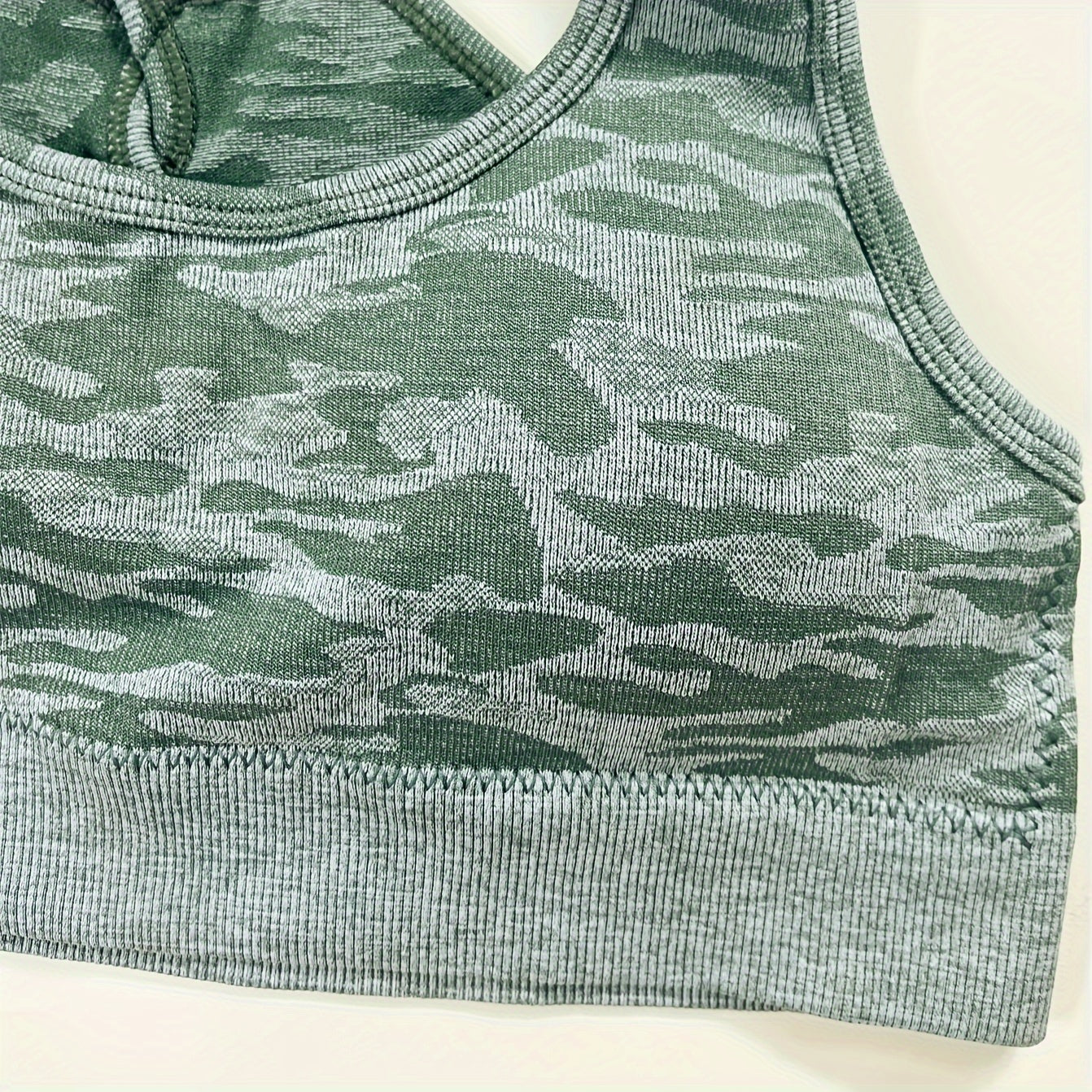 Girls Camo Seamless Sports Bra Cross Back Strap