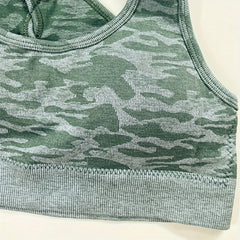 Girls Camo Seamless Sports Bra Cross Back Strap