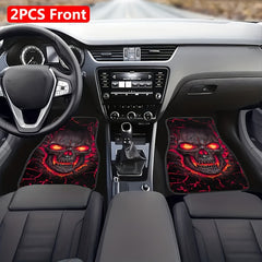 2pcs Skull Pattern Car Floor Mats Absorbent Front/Rear Seats