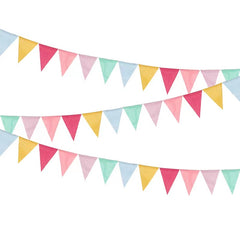 12 Multicolor Pennant Banner Linen Birthday Party Grand