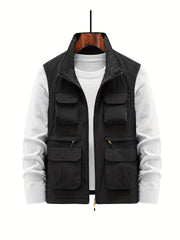 Men's Zip Up Vest Stand Collar Outdoor Fishing Hiking