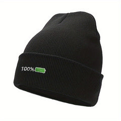 Embroidered Knitted Beanie Hat for Winter Outdoor Activities