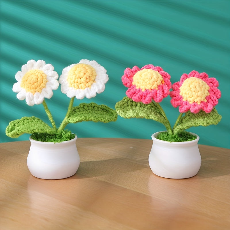 Handmade Crochet Wool Eternal Flower Daisy Tulip Gift
