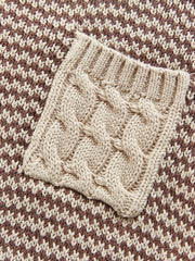 Baby Girls Striped Knitted Sweater With Pocket