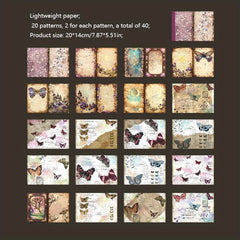 40pcs Dark Style Journal Diary Decoration Writing Paper