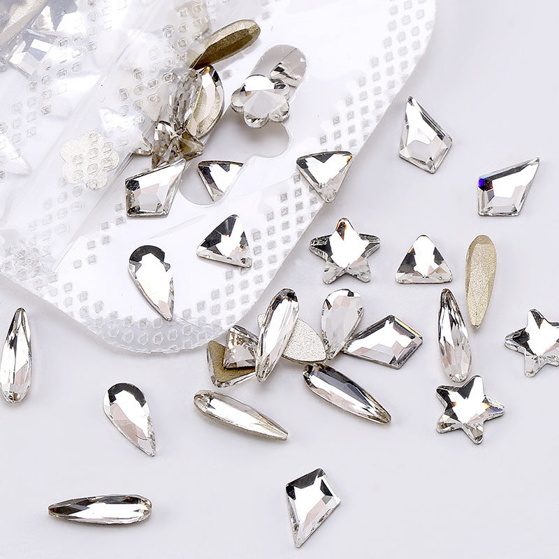 50 pcs Nail Rhinestones Hearts Butterflies DIY Nail Art Accessories