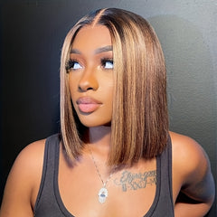 Brazilian Short Bob Wigs 13x4 Lace Front Human Hair Pre Plucked