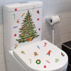 Christmas Tree Toilet Sticker Bathroom Decoration Removable Waterproof