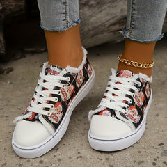 Women's Santa Claus Print Lace Up Casual Shoes