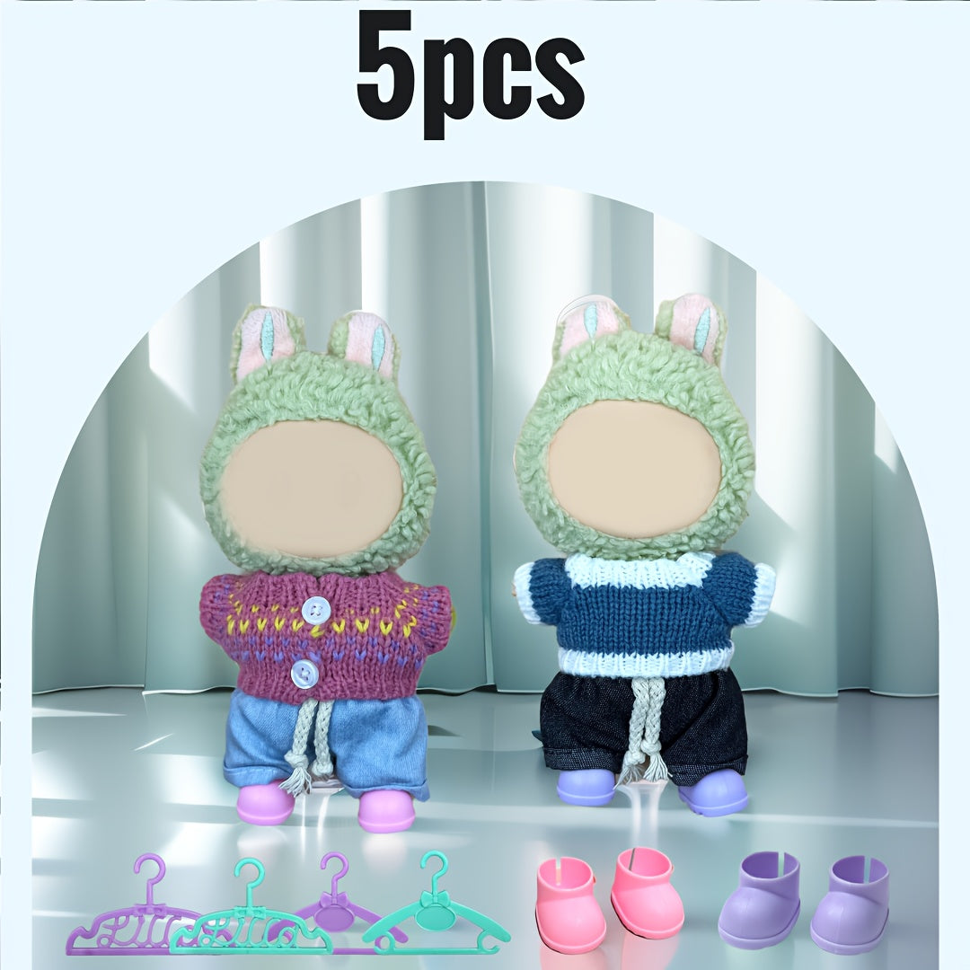 6 69 inch Doll Dress up Costume Set 5pcs Set Top Pants Shoes 2 Hangers