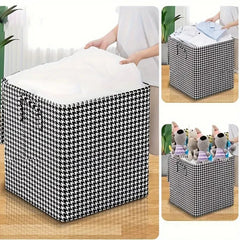 180L Houndstooth Storage Bags Non Woven Fabric Zippered Dust Proof Organizers
