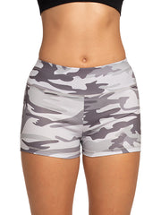 Women's Camo Pattern Running Yoga Gym Shorts