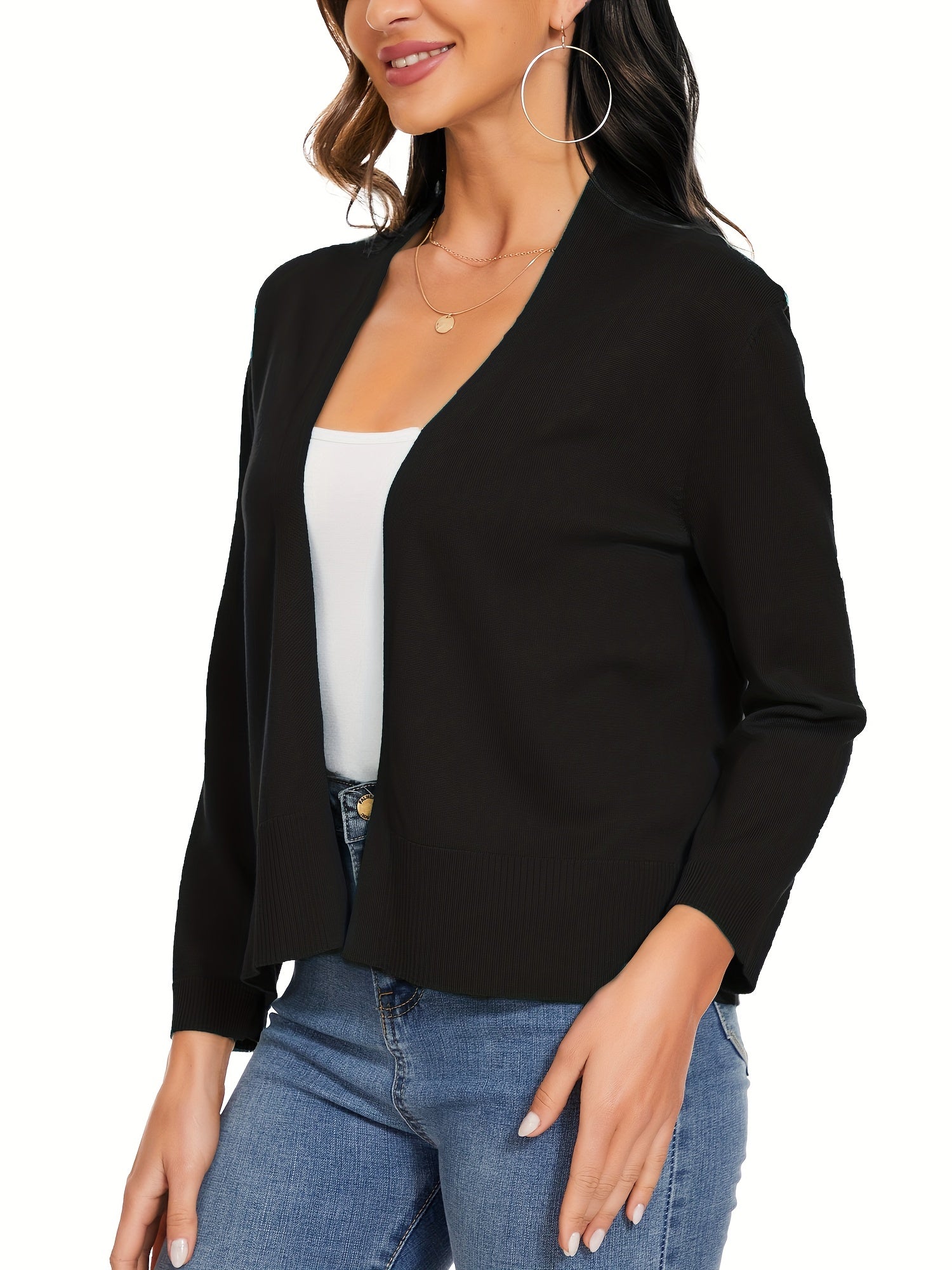 Women's Solid Long Sleeve Knit Cardigan