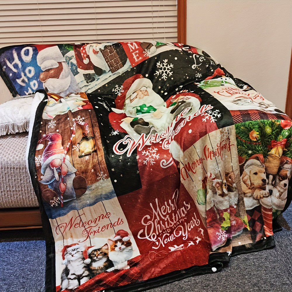 Christmas Themed Blanket Winter Warm Flannel Soft Blanket