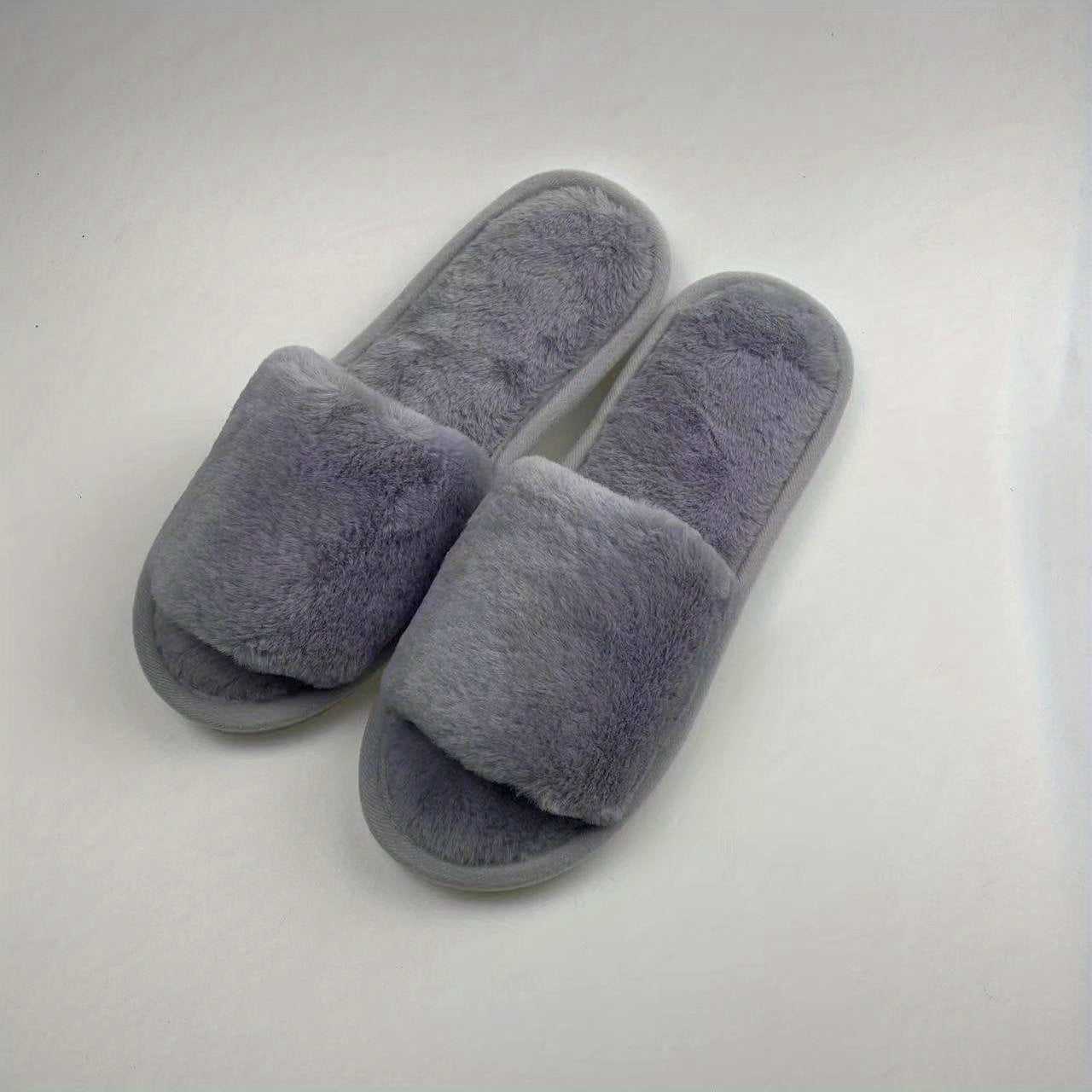 Women's Plush Open Toe Slippers Cozy Fuzzy Bedroom Shoes