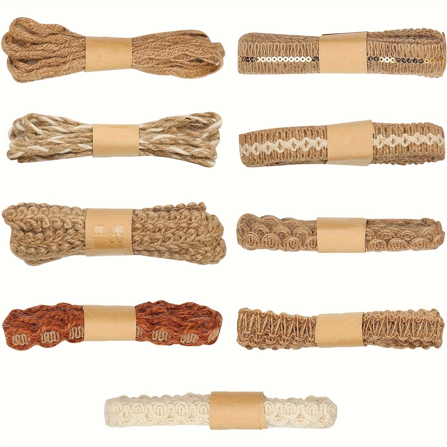 9pcs Jute Ribbons Lace Craft Ribbon 18 Meters For Crafts Wraping Party Holiday