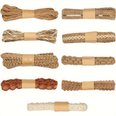 9pcs Jute Ribbons Lace Craft Ribbon 18 Meters For Crafts Wraping Party Holiday
