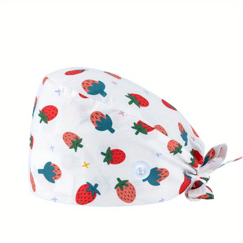 Cartoon Nurse Cap with Button Elastic Scrub Hat