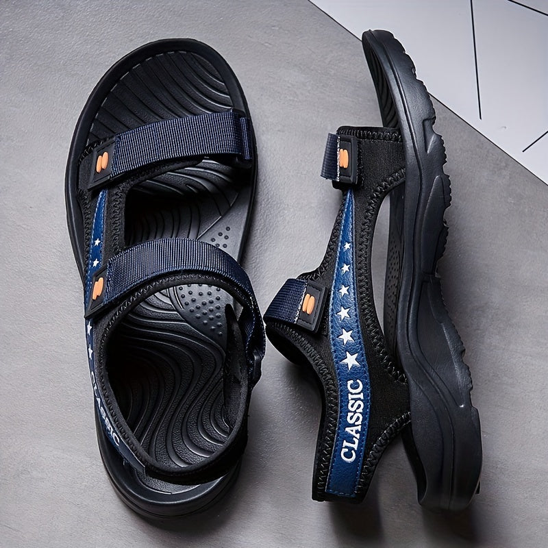 Men's Open Toe Hook And Loop Sandals Non Slip Comfortable Beach Shoes