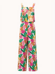 Tropical Print Wide Leg Jumpsuit Sleeveless
