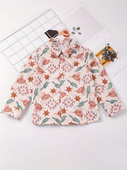 Boys Horse Full Print Button Down Long Sleeve Shirt