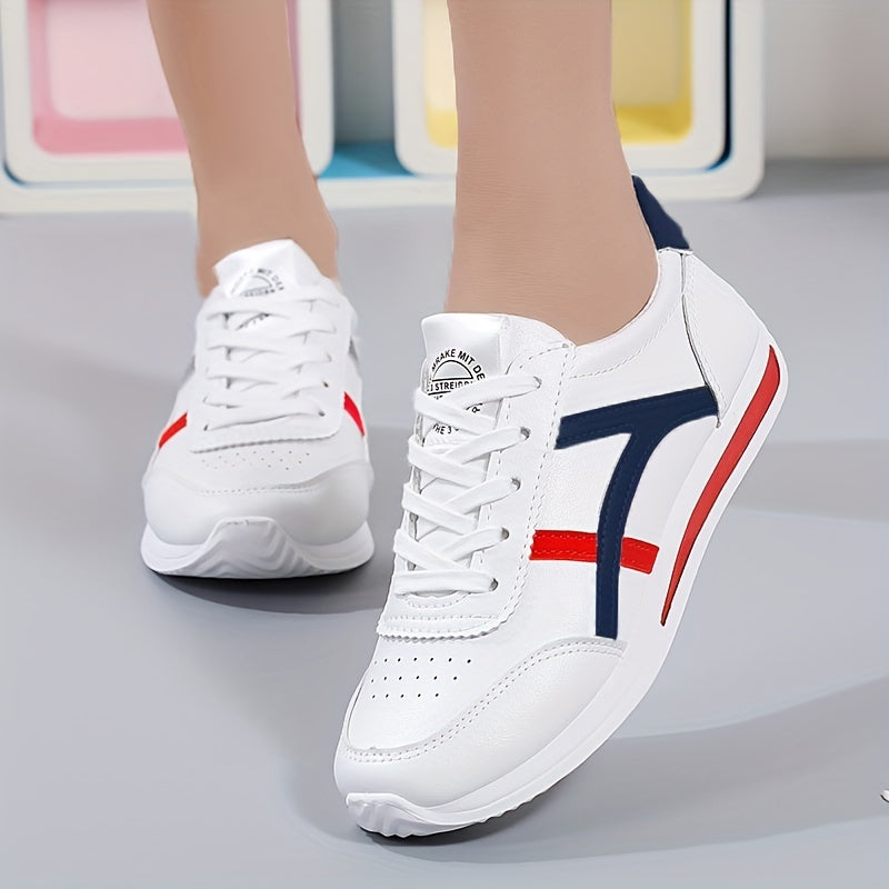 Women's Colorblock Casual Sneakers Lace Up Low Round Toe Non slip Shoes