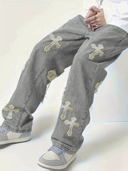 Loose Fit Baggy Jeans Men's Casual Denim Wide Leg Pants