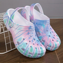 Women's Tie Dye Chunky Clogs Platform Shoes